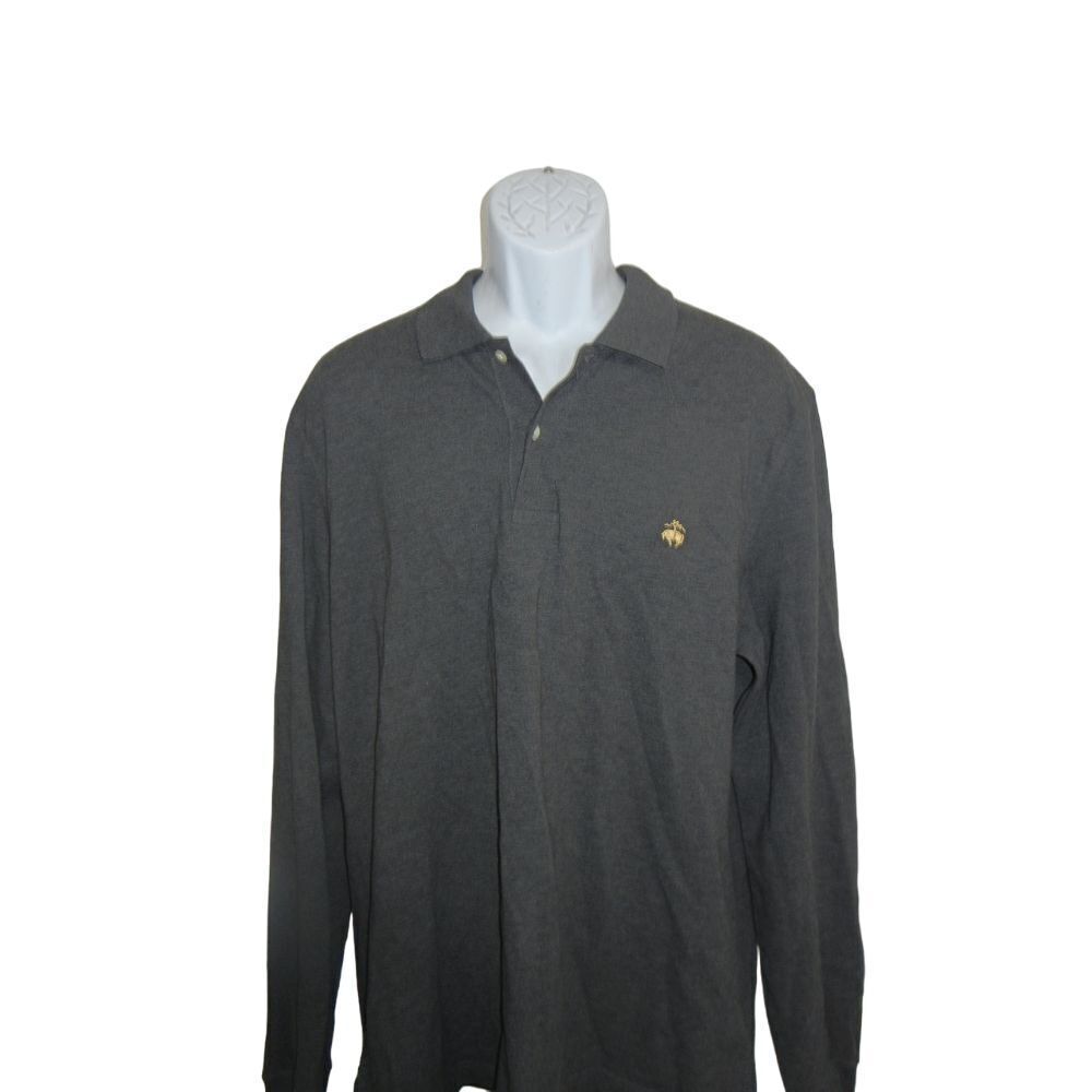 Brooks Brothers Mens XL T-Shirt Grey Slim Fit Performance Polo Stretch Cotton